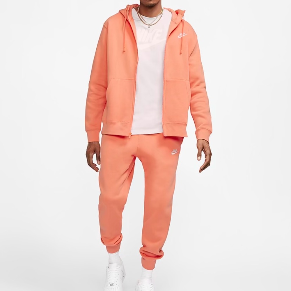 Nike Club Fleece Full Zip Hoodie-XXL-Orange Trance